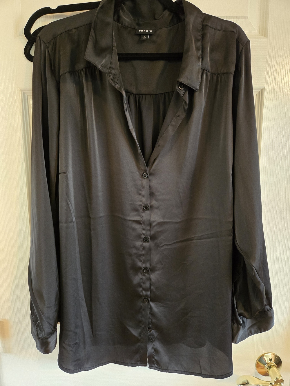 torrid Black Satin Button-Down Shirt